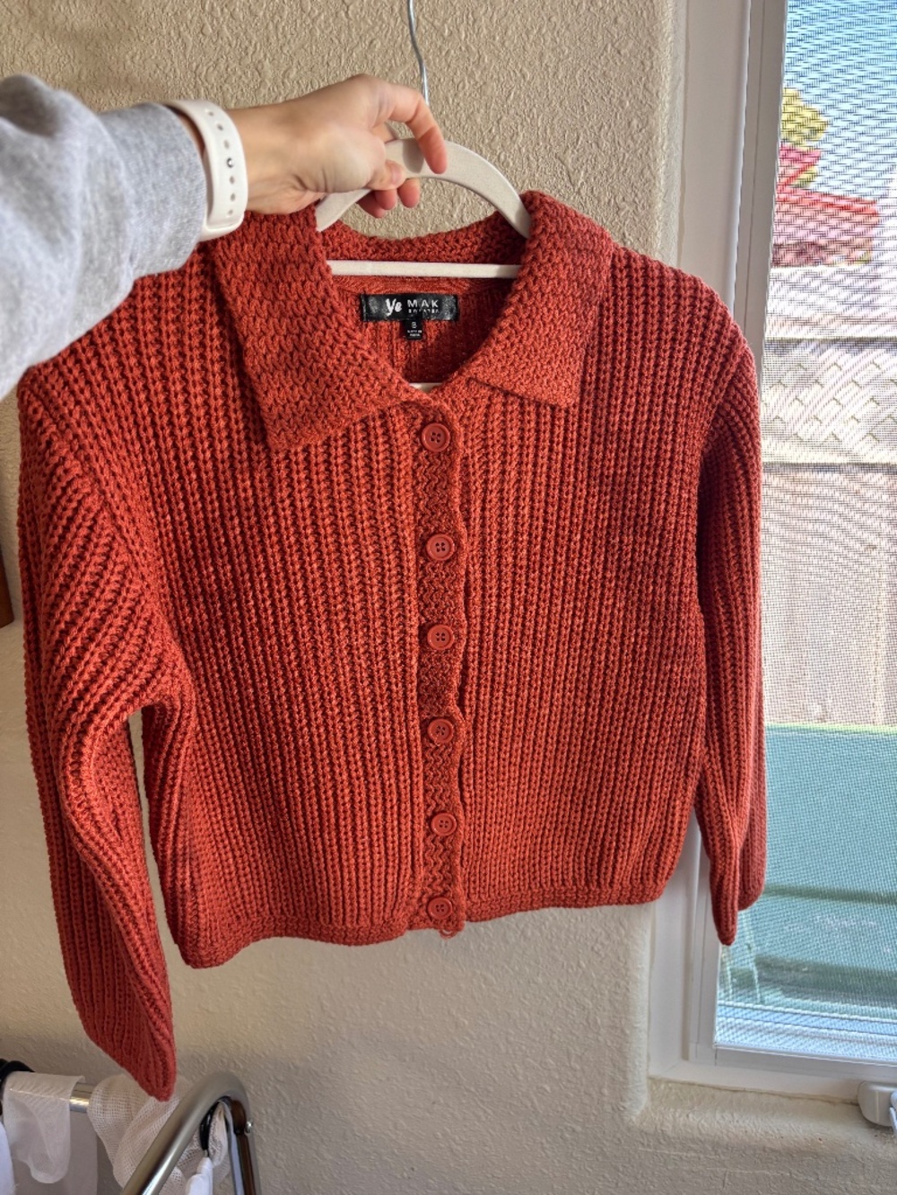 NWT Ye Mak Cardigan in burnt orange